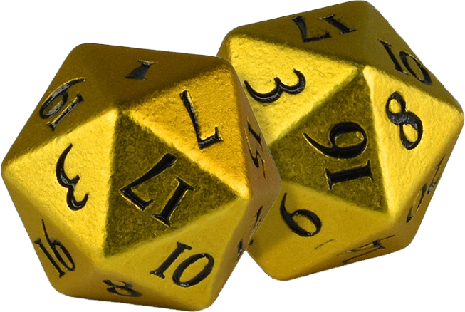 Golden20 Sided Dice PNG image