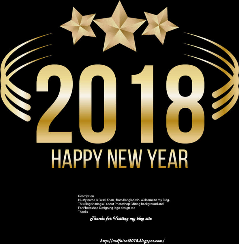 Golden2018 Happy New Year PNG image