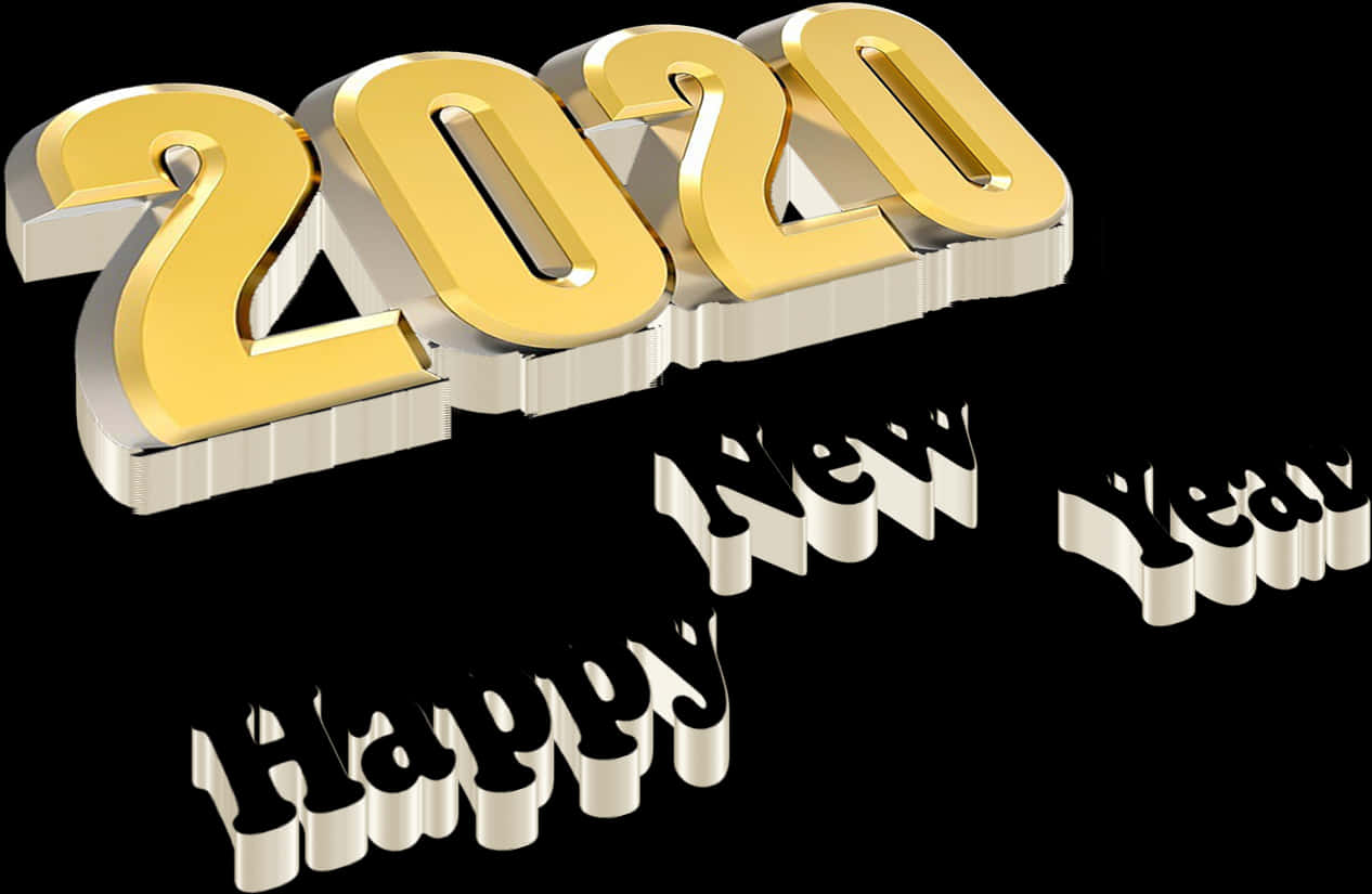 Golden2020 Happy New Year PNG image