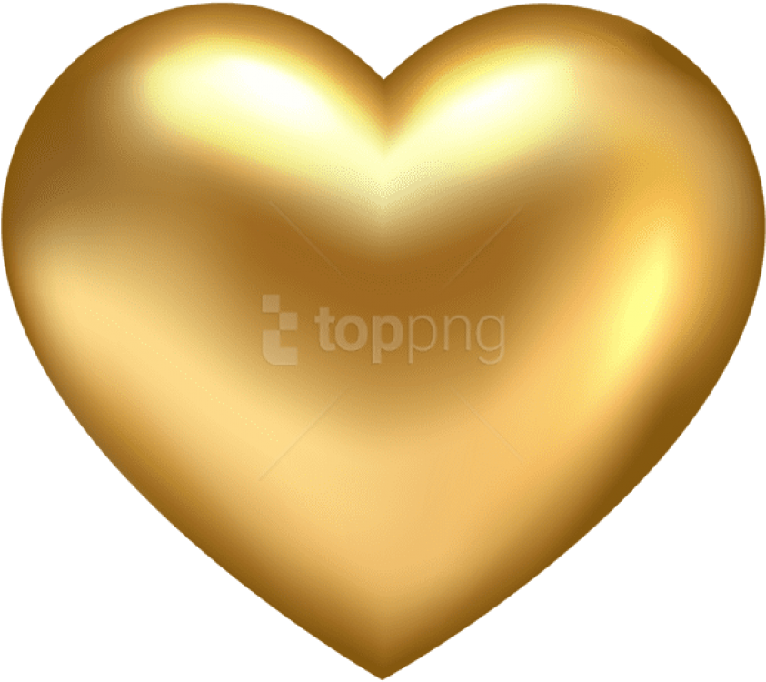 Golden3 D Heart Graphic PNG image