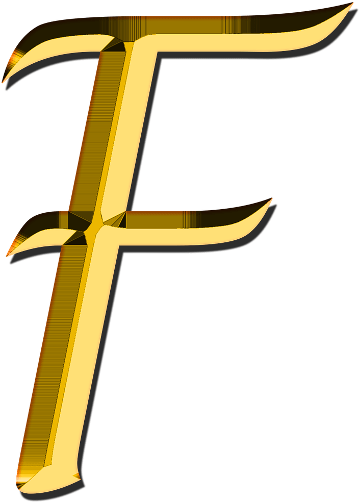 Golden3 D Letter F PNG image