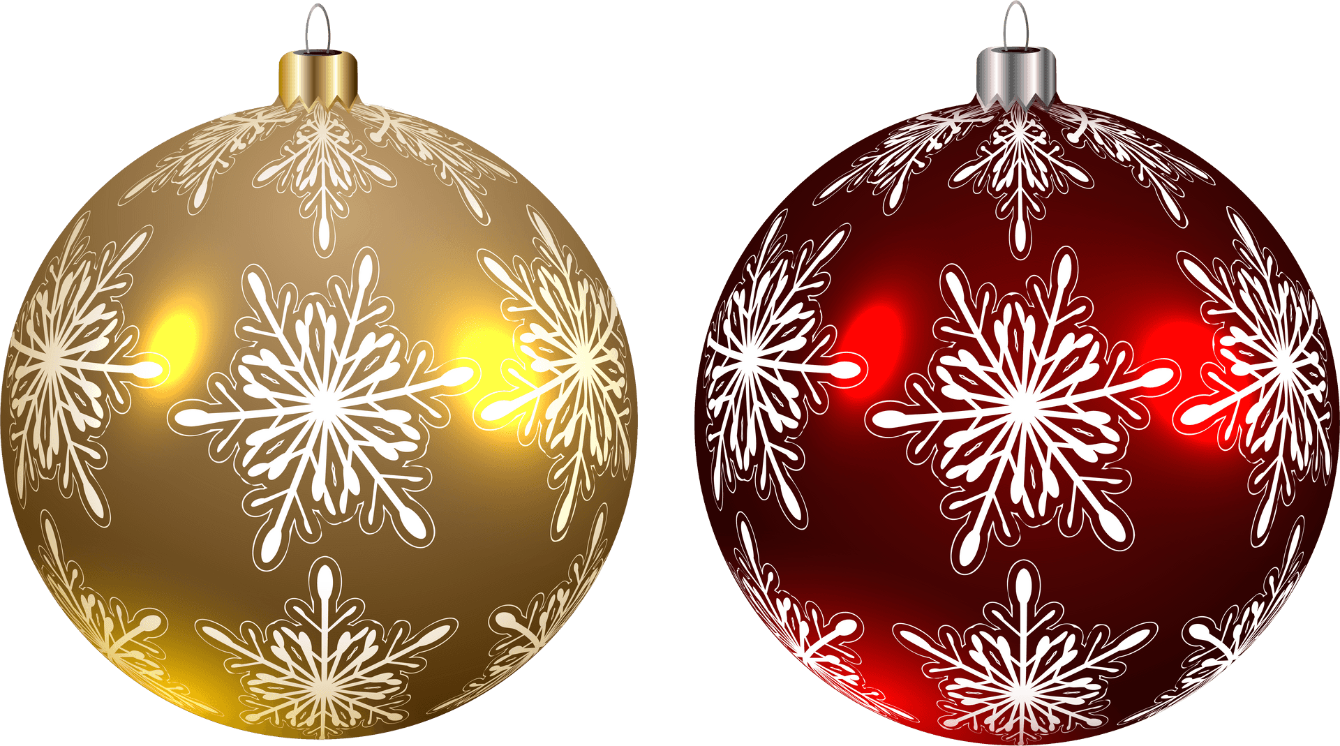 Goldenand Red Christmas Ballswith Snowflake Patterns PNG image