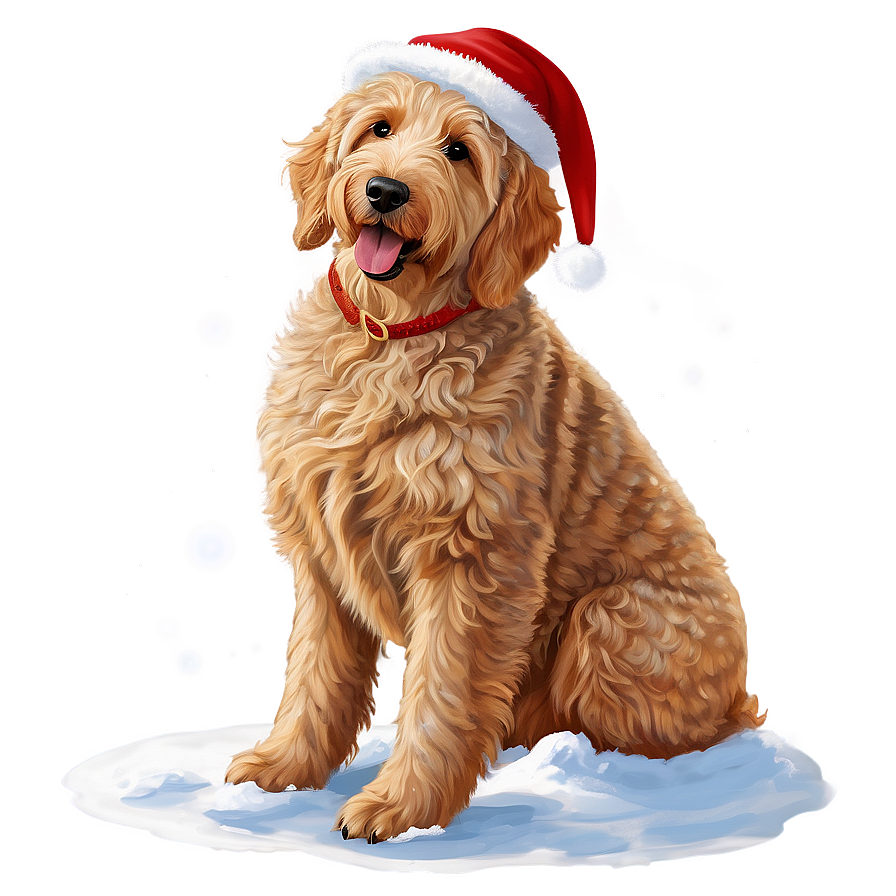 Goldendoodle In Snow Png Qbg PNG image