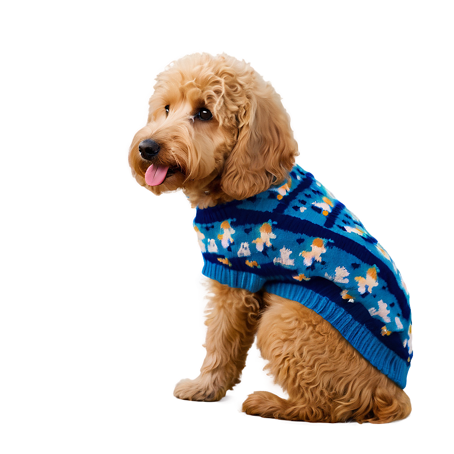 Goldendoodle In Sweater Png 32 PNG image