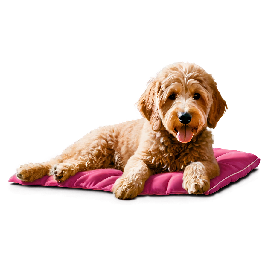 Goldendoodle On Bed Png 06262024 PNG image