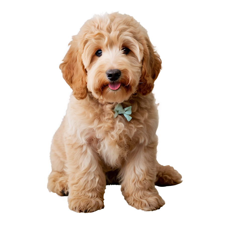 Goldendoodle With Bow Png Uoy PNG image