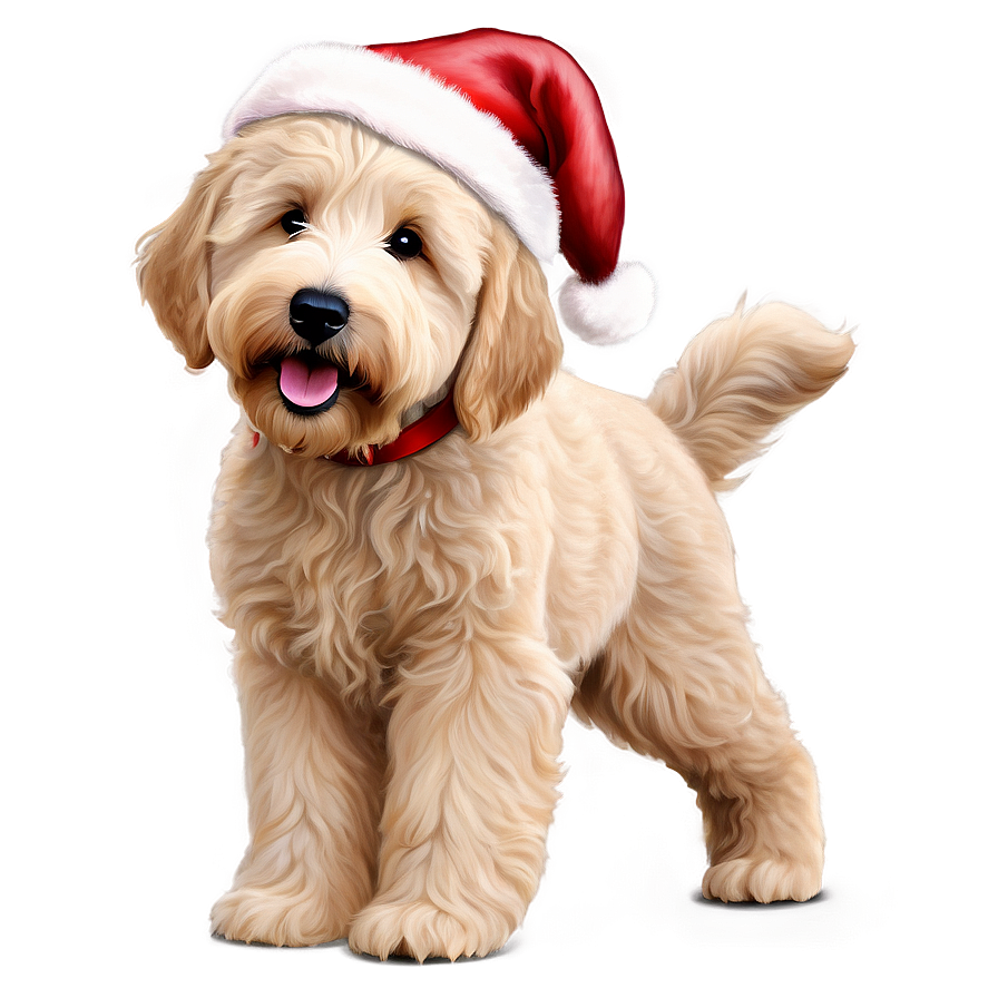 Goldendoodle With Santa Hat Png Tgx PNG image