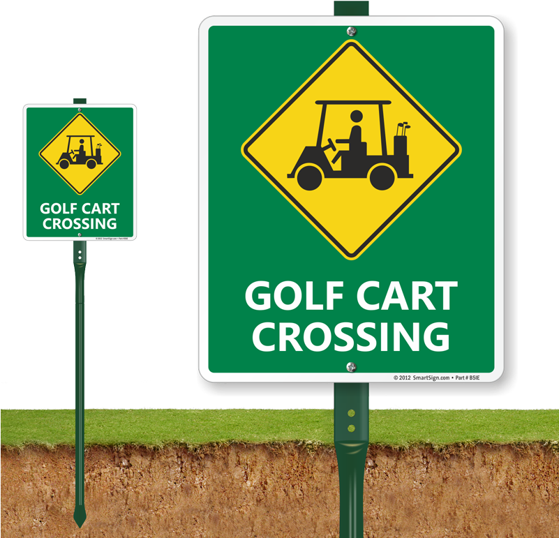 Golf Cart Crossing Sign PNG image