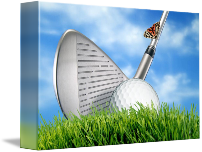 Golf Cluband Ballwith Butterfly PNG image