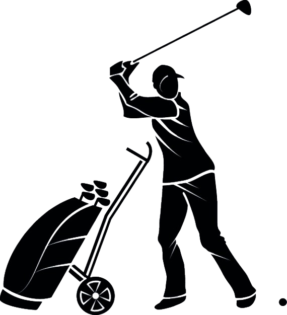 Golfer Silhouette Swinging Club PNG image