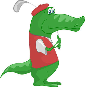 Golfing Crocodile Cartoon PNG image