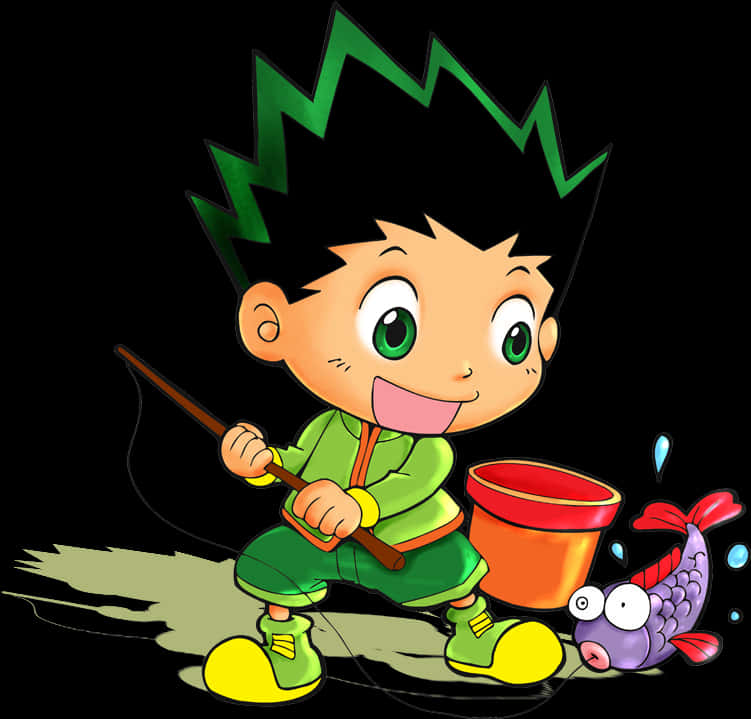 Gon Fishing Adventure Anime Character PNG image