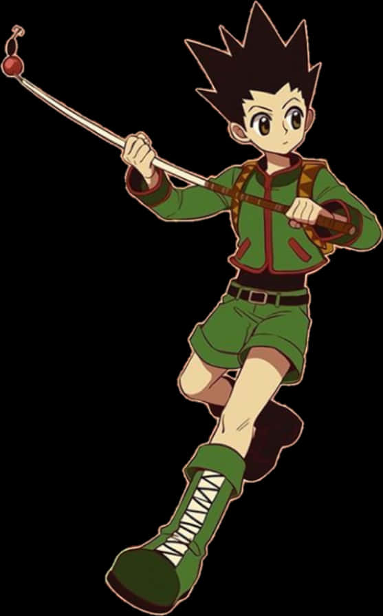 Gon Fishing Rod Action Pose PNG image