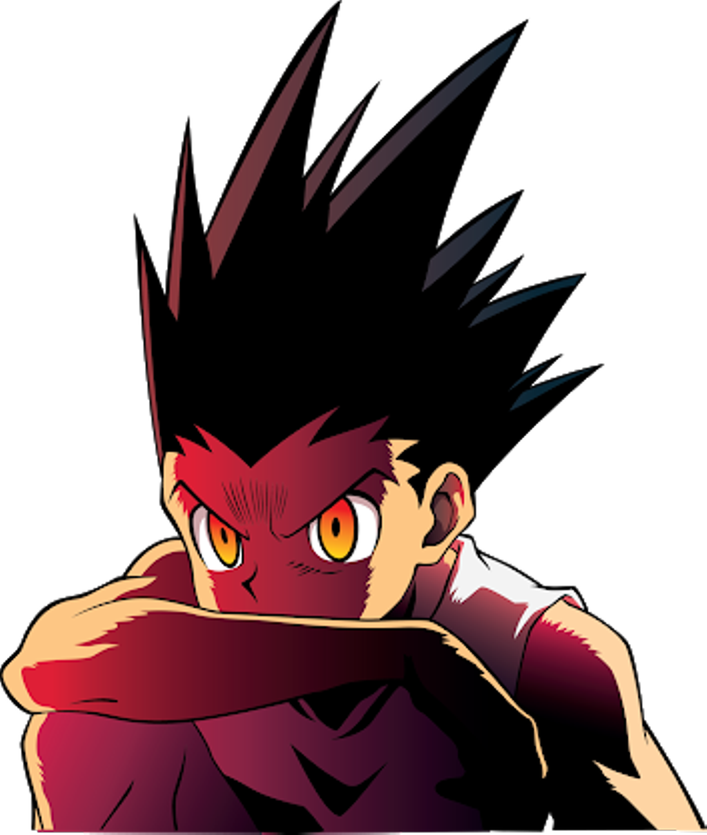 Gon Freecss Intense Stare PNG image