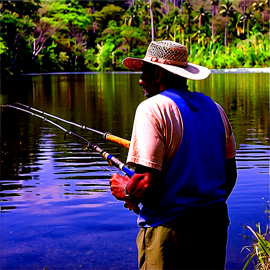 Gone Fishing On Quiet Lake Png Odf PNG image