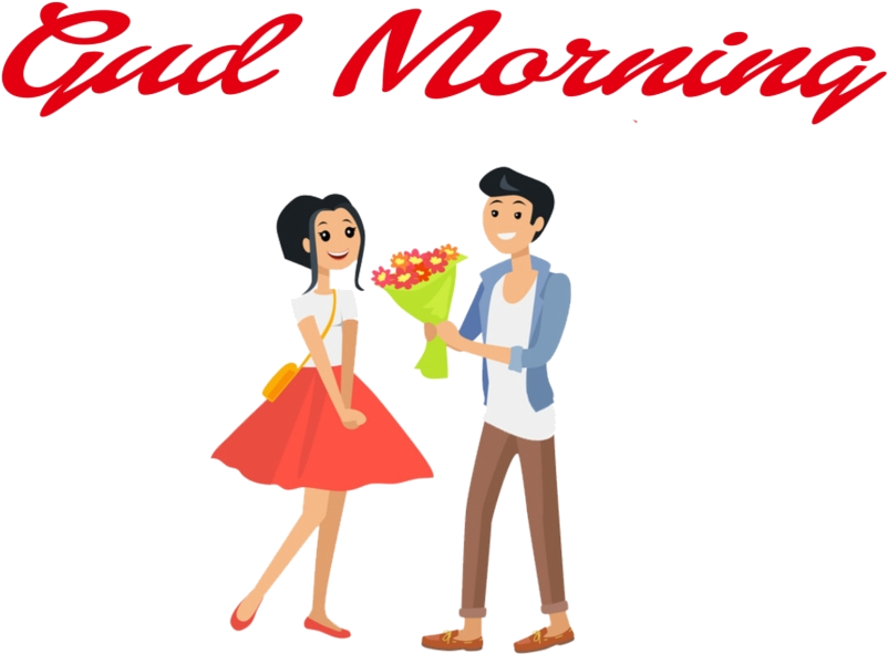 Good Morning Couplewith Flowers PNG image