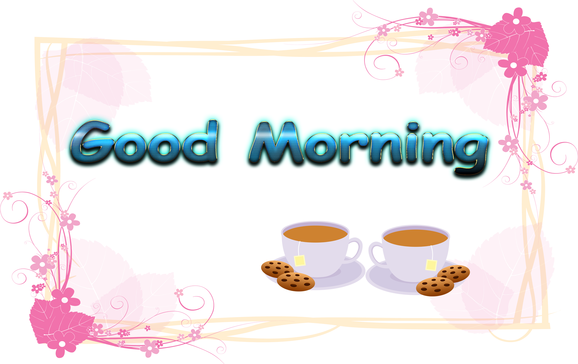 Good Morning Greetingwith Coffeeand Cookies PNG image