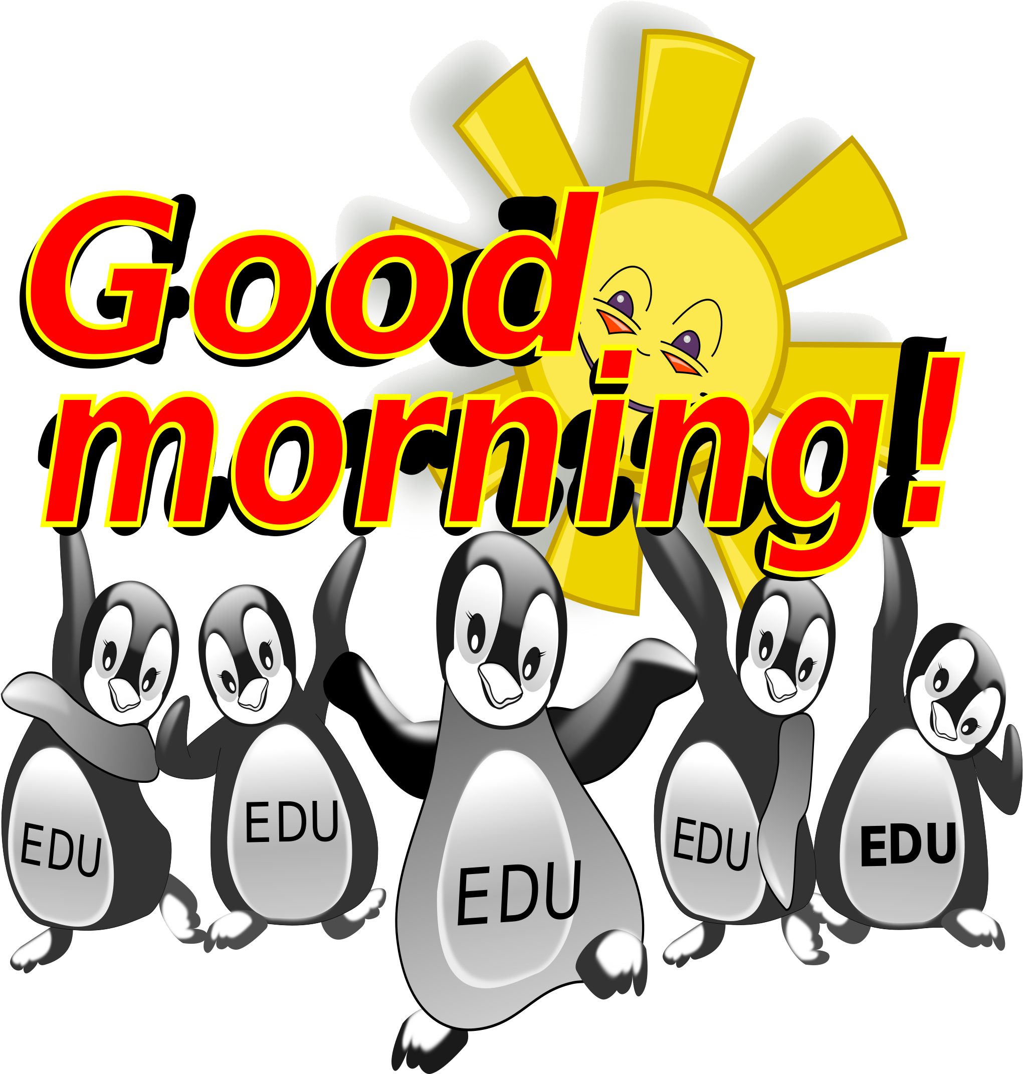 Good Morning Penguinsand Sun Illustration PNG image