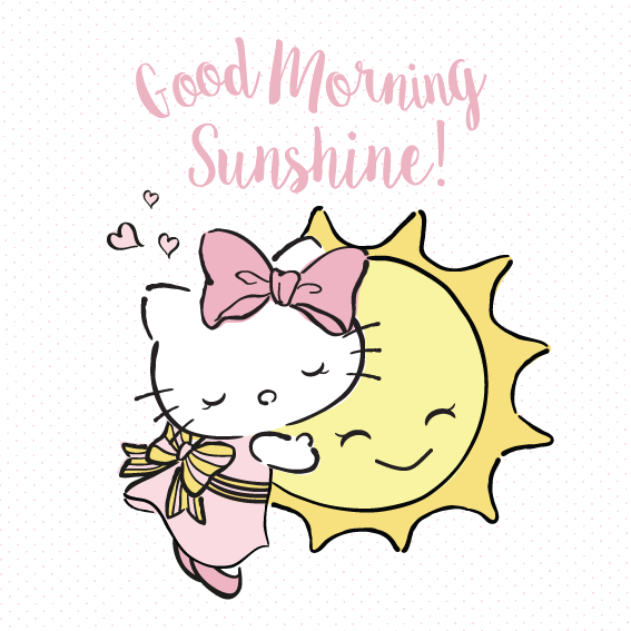 Good Morning Sunshine Cute Catand Sun Illustration PNG image