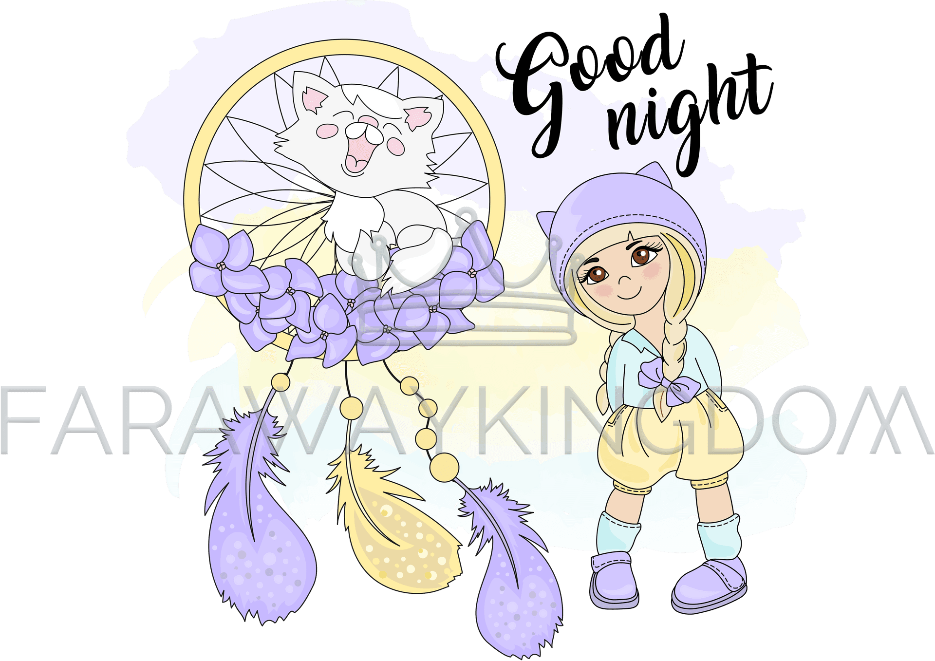 Good Night Wisheswith Cute Characters PNG image