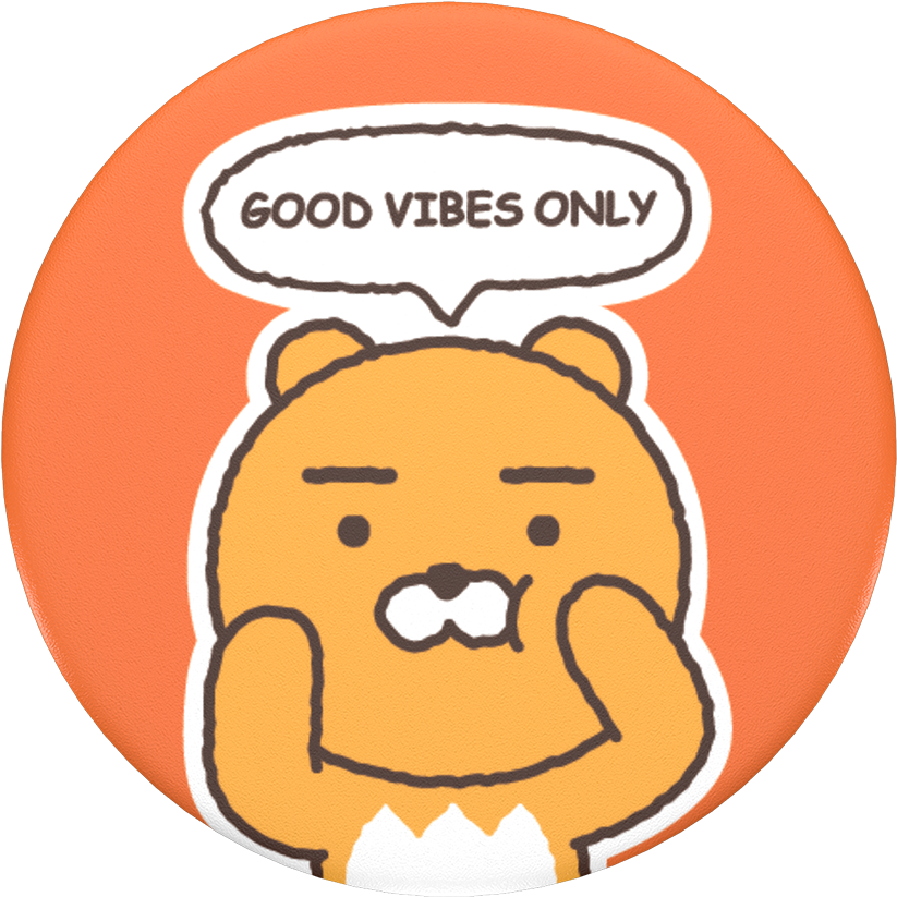 Good Vibes Only Cartoon Bear PNG image