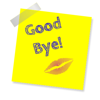 Goodbye Notewith Kiss Mark PNG image