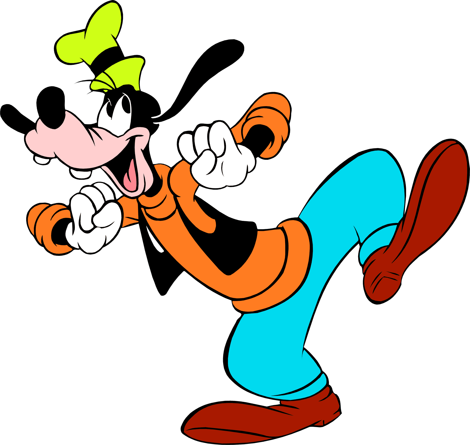 Goofy Cartoon Character Joyful Pose PNG image