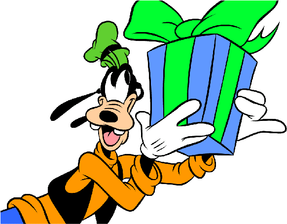 Goofy Holding Gift Box PNG image