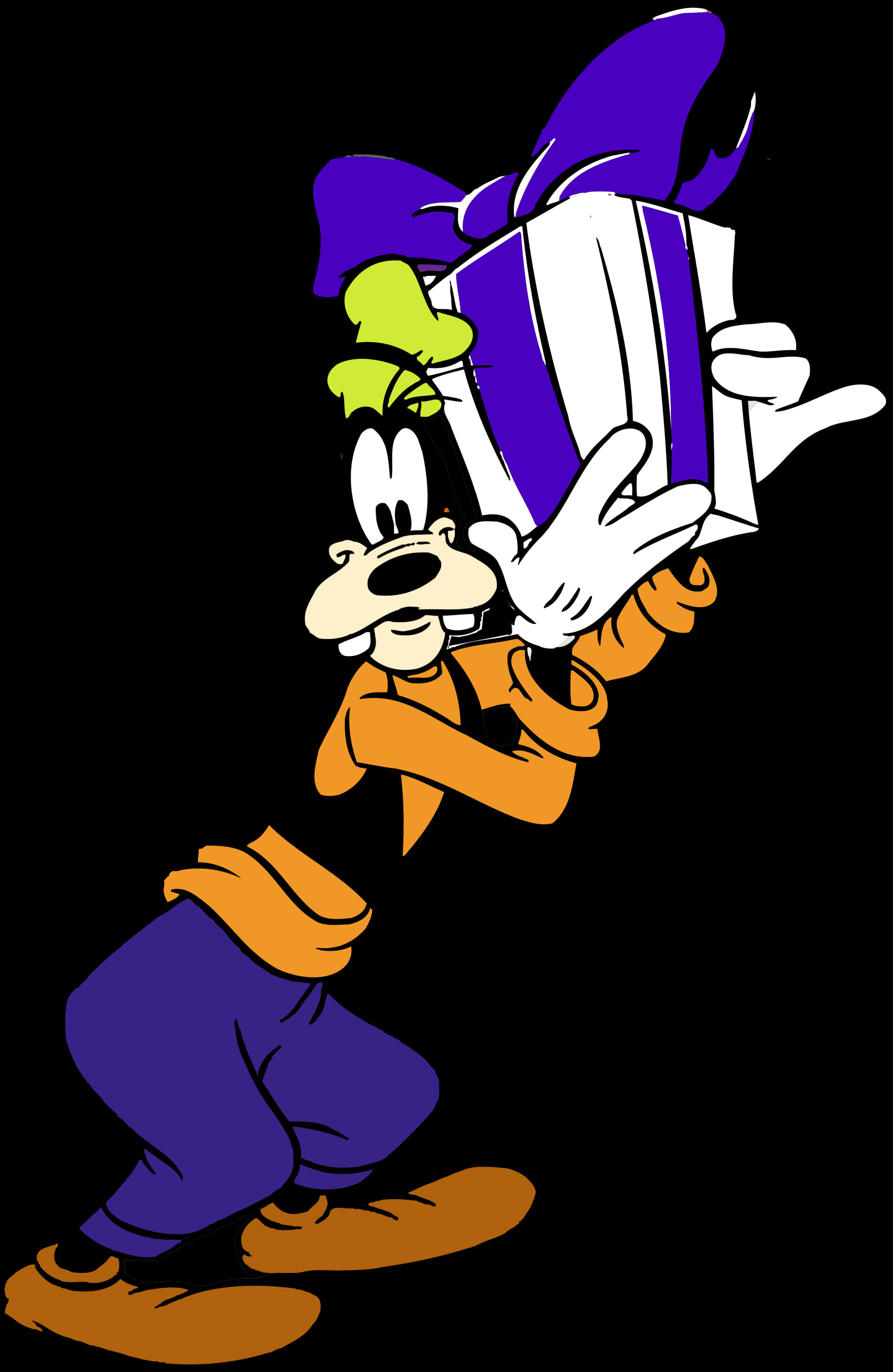 Goofy Holding Gift Illustration PNG image