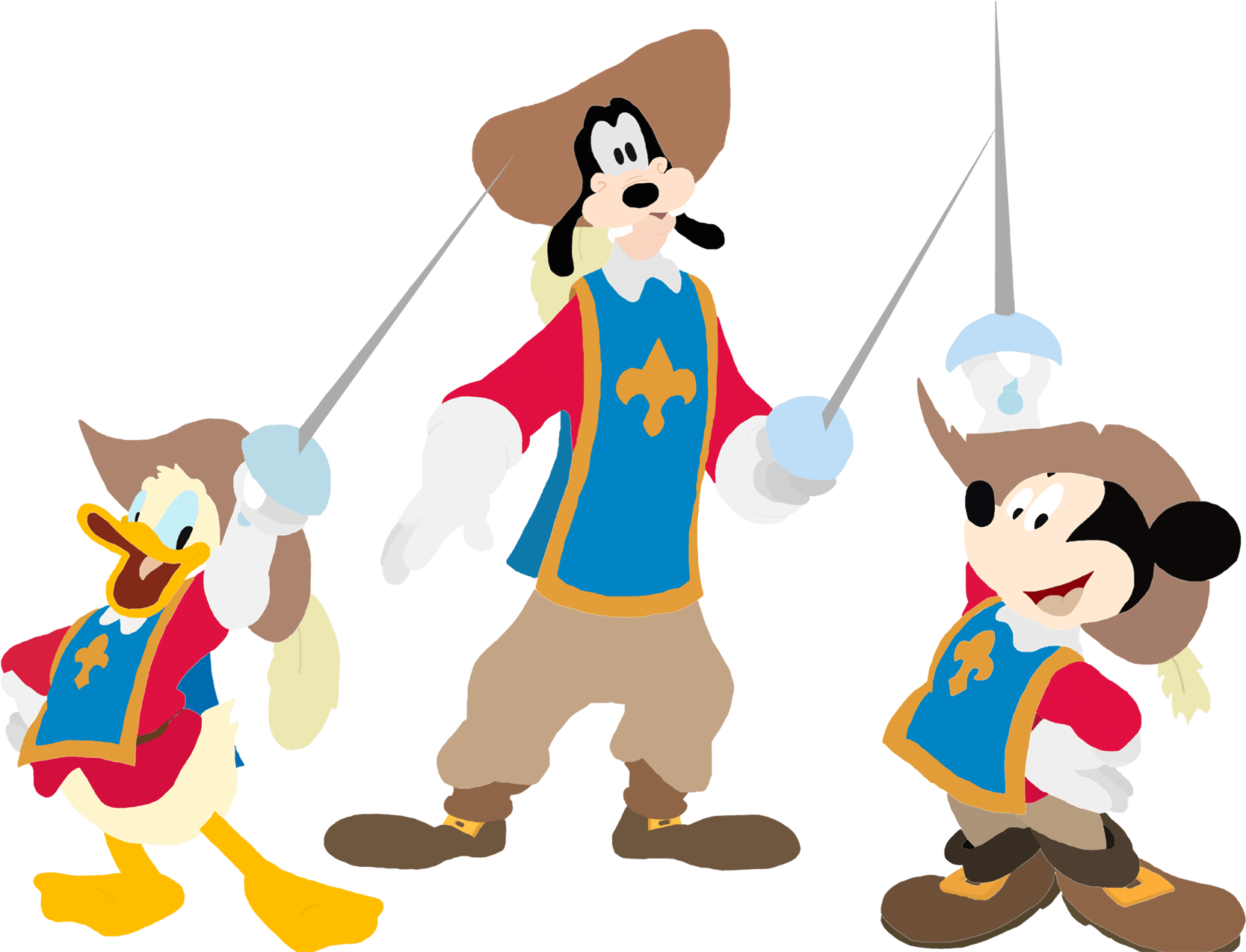 Goofy Mickey Donald Musketeers PNG image