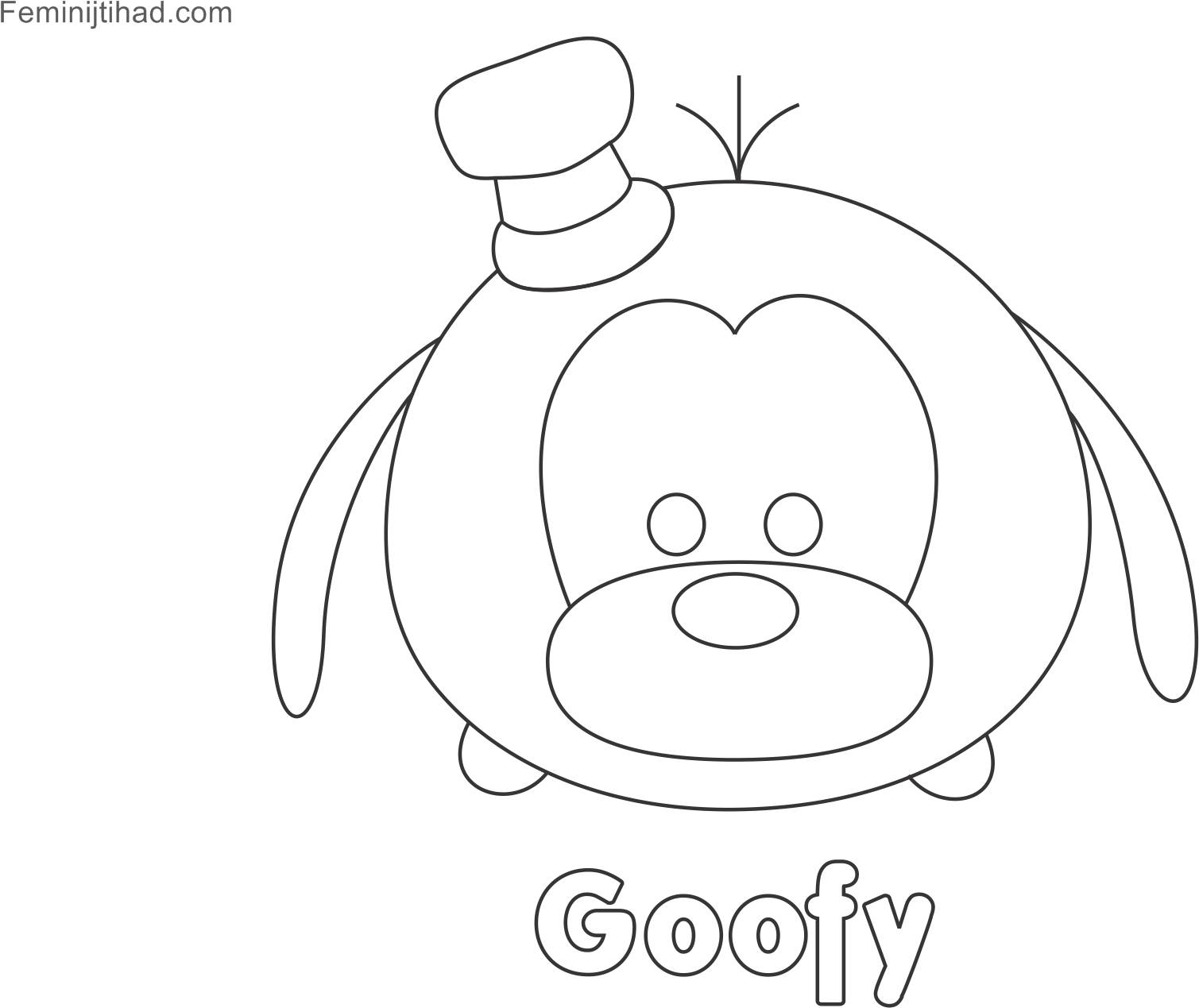 Goofy Tsum Tsum Coloring Page PNG image