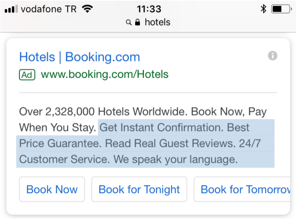 Google Ads Booking Hotel Search Example PNG image