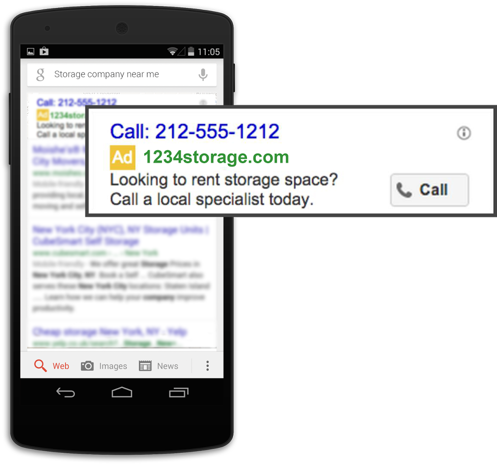 Google Ads Call Extension Example PNG image