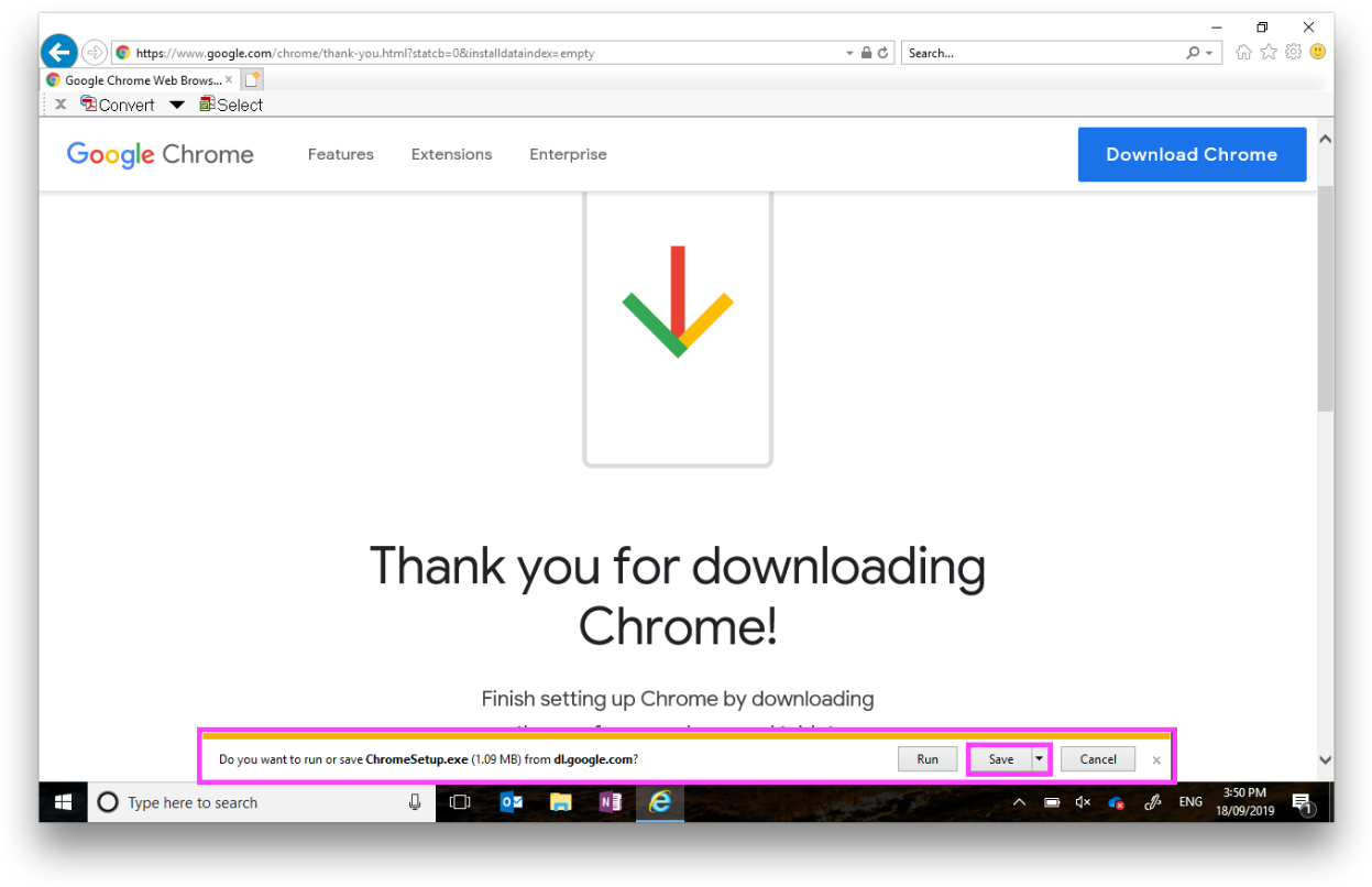 Google Chrome Download Confirmation Screen PNG image