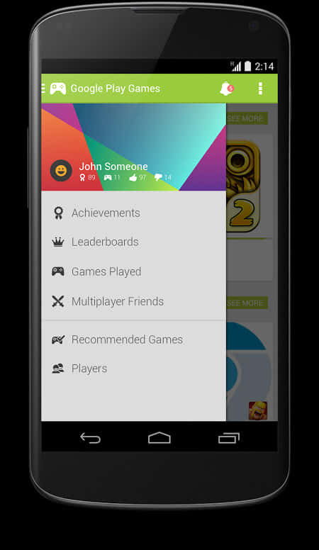 Google Play Games App Screen PNG image