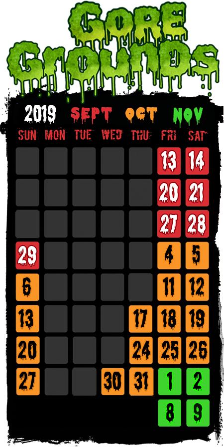 Gore Grounds Haunted House Event Calendar2019 PNG image