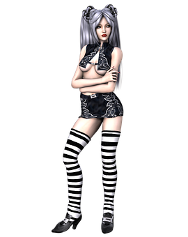 Gothic Anime Girl Character PNG image
