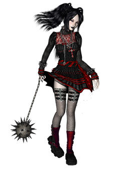 Gothic Anime Girlwith Mace PNG image