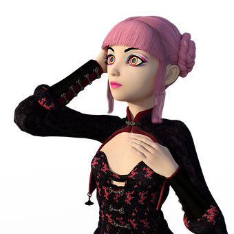 Gothic Anime Style Character PNG image