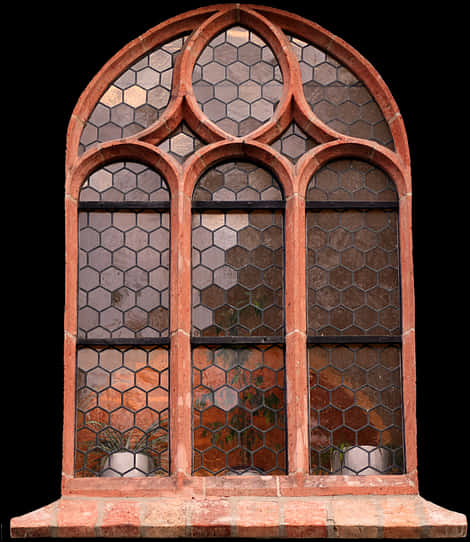 Gothic Arch Stained Glass Window PNG image