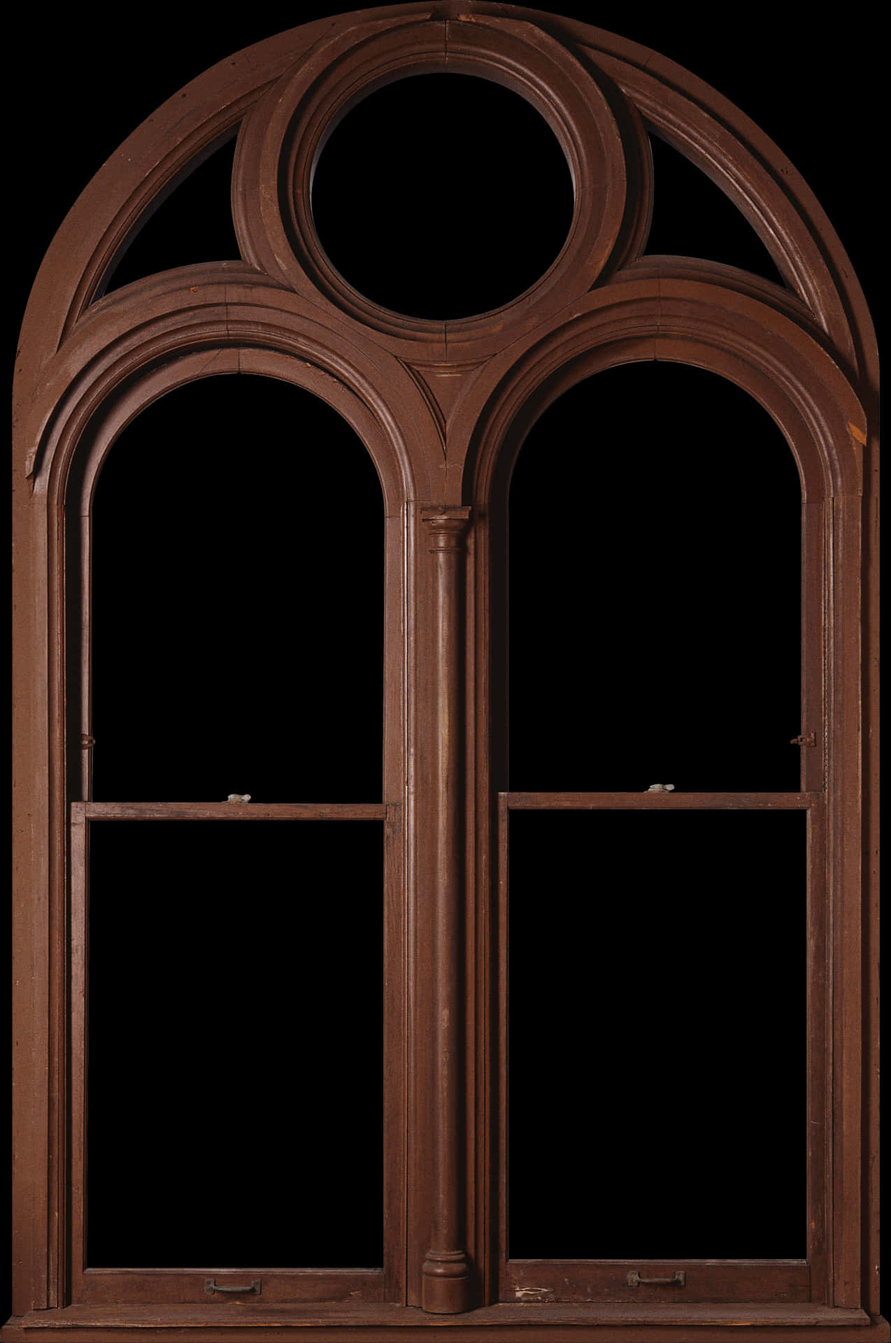 Gothic Arch Wooden Window PNG image