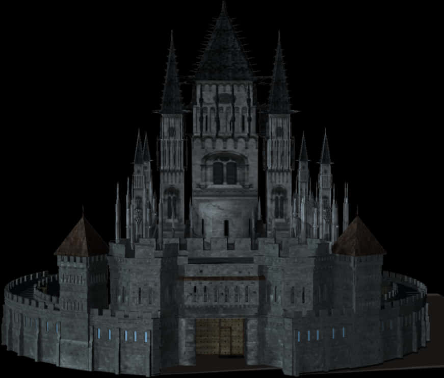 Gothic Castle Nighttime PNG image