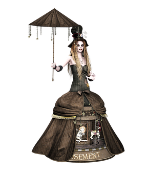 Gothic Doll Girlwith Parasol PNG image