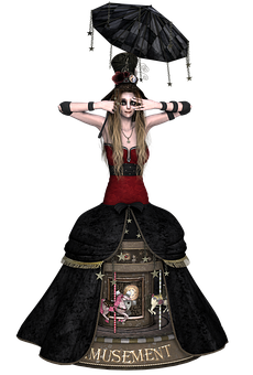 Gothic Doll Girlwith Umbrella PNG image