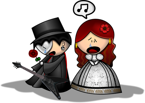 Gothic Duo Performing Cartoon PNG image