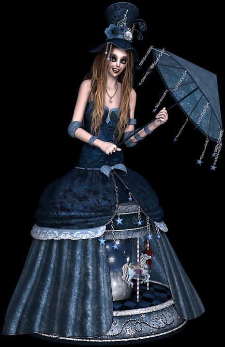 Gothic Fantasy Carousel Dress PNG image