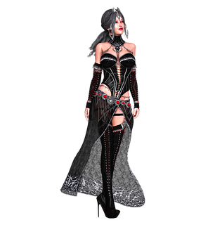 Gothic Fantasy Female Character PNG image
