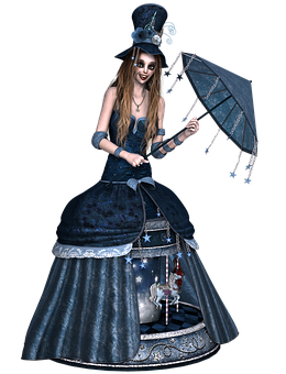 Gothic Fantasy Girlwith Umbrella PNG image