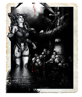 Gothic Fantasy Warrior Girl PNG image