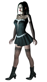 Gothic Girlin Corsetand Skirt PNG image